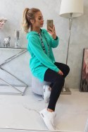 Bluza z dłuższym tyłem i kapturem jasno zielona