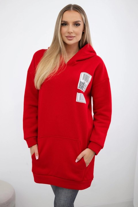 Bluza z kapturem z naszywkami czerwona Bluza z kapturem z naszywkami czerwona
