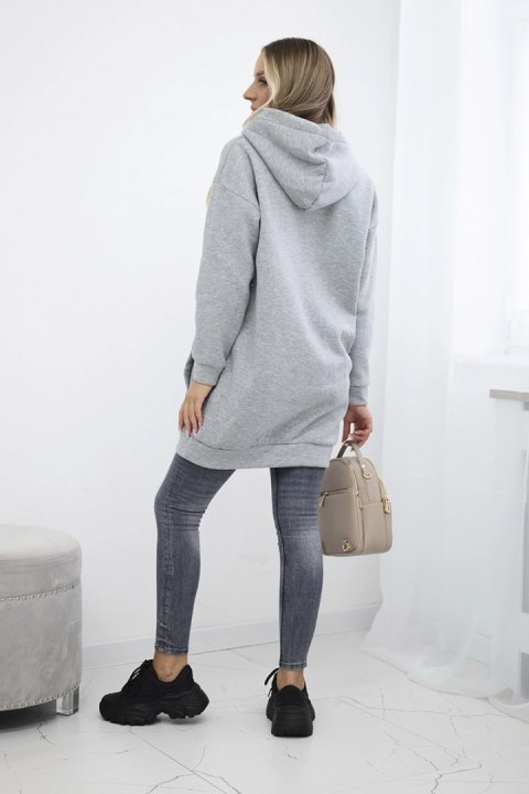 Bluza z kapturem z naszywkami szara Bluza z kapturem z naszywkami szara