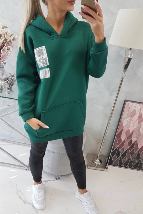 Bluza z kapturem z naszywkami zielona Bluza z kapturem z naszywkami zielona