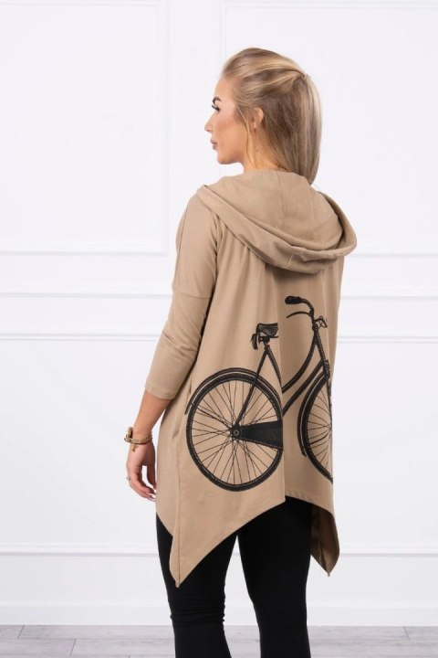 Bluza z nadrukiem roweru camelowa Bluza z nadrukiem roweru camelowa