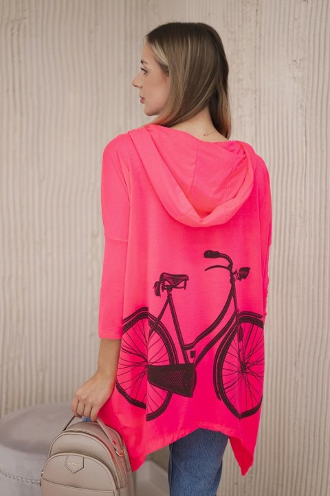 Bluza z nadrukiem roweru różowy neon Bluza z nadrukiem roweru różowy neon