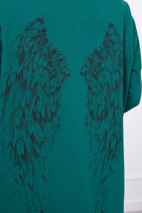 Bluza z nadrukiem skrzydeł zielona Bluza z nadrukiem skrzydeł zielona