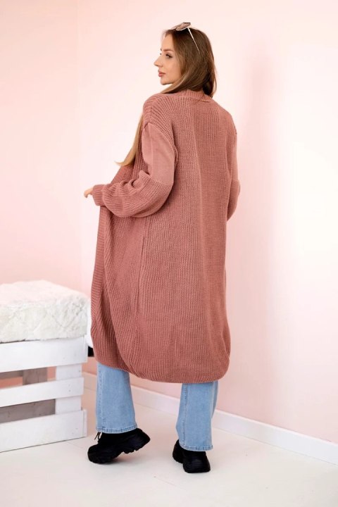 Sweter długi kardigan ciemny różowy Sweter długi kardigan ciemny różowy