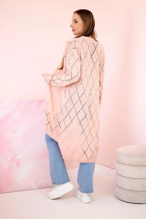 Sweter z geometrycznym wzorem pudrowy róż Sweter z geometrycznym wzorem pudrowy róż