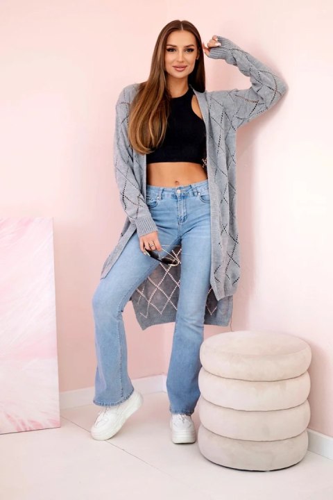 Sweter z geometrycznym wzorem szary Sweter z geometrycznym wzorem szary
