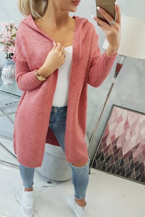 Sweter z kapturem ciemny różowy Sweter z kapturem ciemny różowy