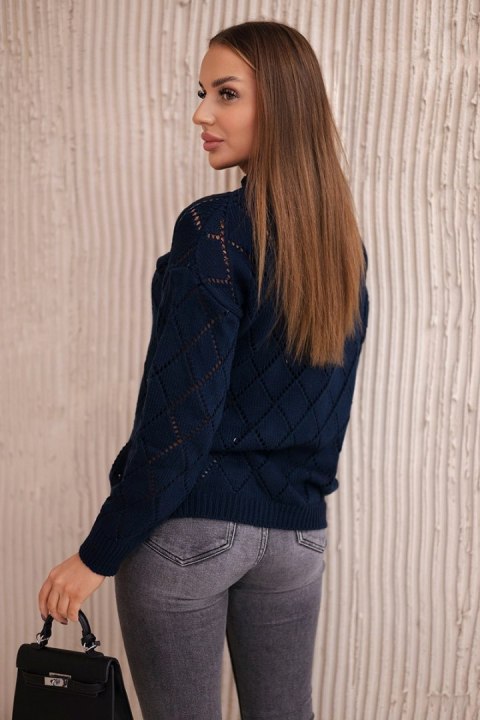 Sweter z półgolfem i wzorem w romby granatowy Sweter z półgolfem i wzorem w romby granatowy