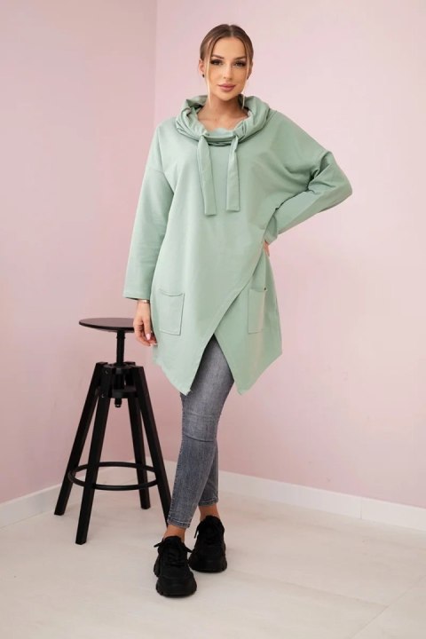 Tunika z kopertowym przodem Oversize ciemno miętowa Tunika z kopertowym przodem Oversize ciemno miętowa