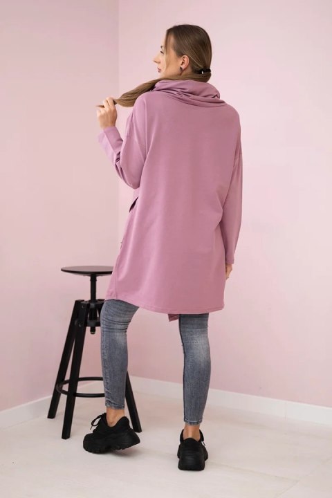 Tunika z kopertowym przodem Oversize ciemno różowa Tunika z kopertowym przodem Oversize ciemno różowa