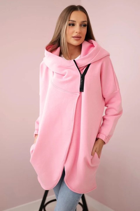 Bluza z krótkim suwakiem pudrowy róż Bluza z krótkim suwakiem pudrowy róż