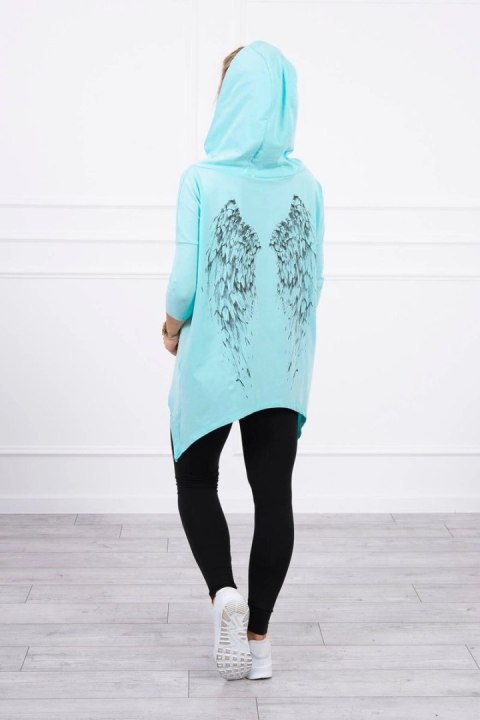 Bluza z nadrukiem skrzydeł miętowa Bluza z nadrukiem skrzydeł miętowa