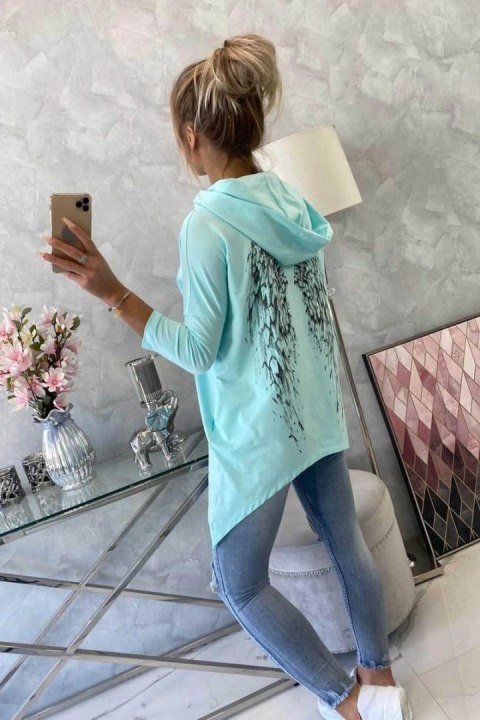 Bluza z nadrukiem skrzydeł miętowa Bluza z nadrukiem skrzydeł miętowa