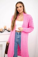 Sweter Kardigan splot warkocz jasny różowy
