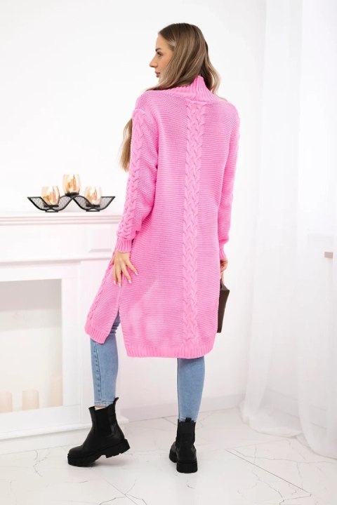 Sweter Kardigan splot warkocz jasny różowy Sweter Kardigan splot warkocz jasny różowy