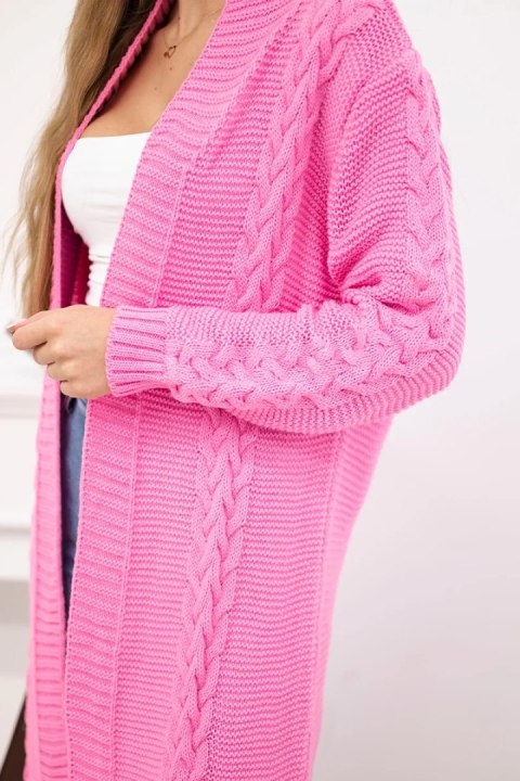 Sweter Kardigan splot warkocz jasny różowy Sweter Kardigan splot warkocz jasny różowy