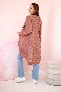 Sweter z geometrycznym wzorem ciemny różowy