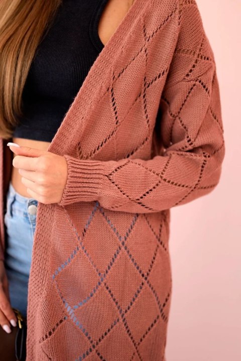 Sweter z geometrycznym wzorem ciemny różowy Sweter z geometrycznym wzorem ciemny różowy