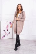 Bluza ocieplana długa z kapturem beżowa