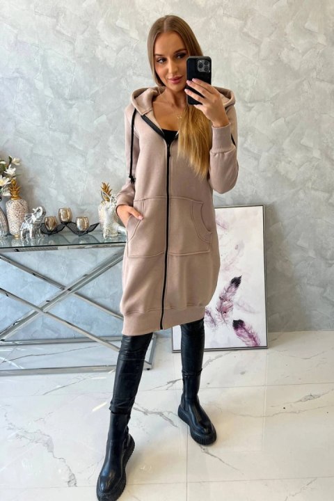 Bluza ocieplana długa z kapturem beżowa Bluza ocieplana długa z kapturem beżowa