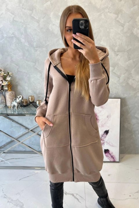Bluza ocieplana długa z kapturem beżowa Bluza ocieplana długa z kapturem beżowa