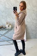 Bluza ocieplana długa z kapturem beżowa