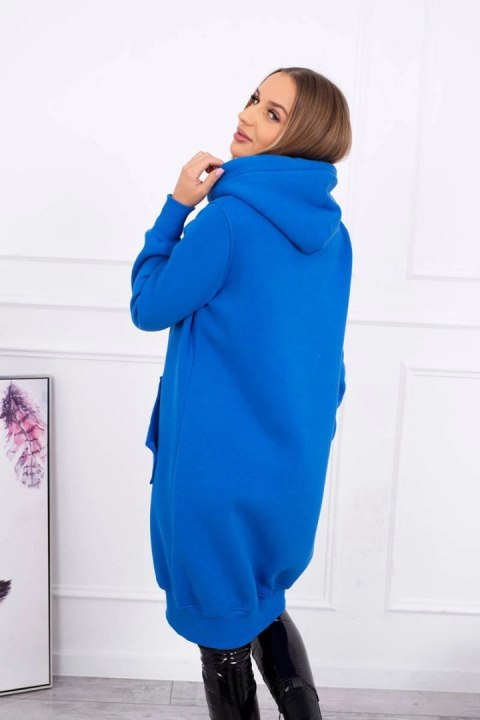 Bluza ocieplana długa z kapturem chabrowa Bluza ocieplana długa z kapturem chabrowa