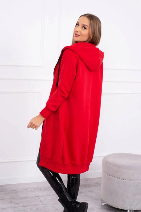 Bluza ocieplana długa z kapturem czerwona Bluza ocieplana długa z kapturem czerwona