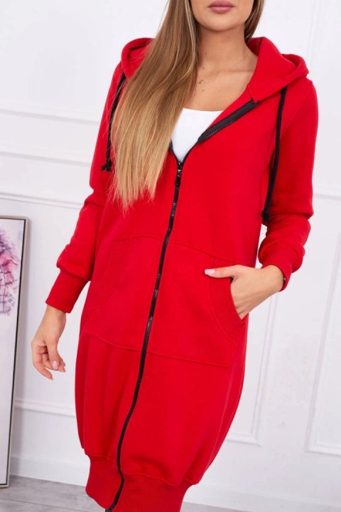 Bluza ocieplana długa z kapturem czerwona Bluza ocieplana długa z kapturem czerwona