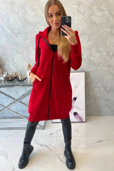 Bluza ocieplana długa z kapturem czerwona Bluza ocieplana długa z kapturem czerwona