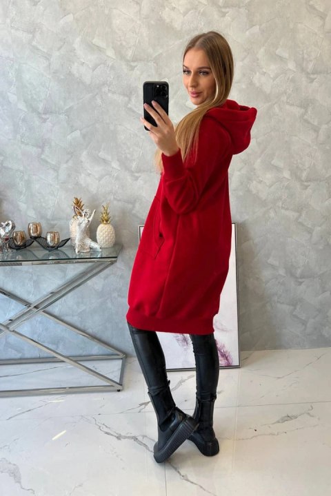 Bluza ocieplana długa z kapturem czerwona Bluza ocieplana długa z kapturem czerwona