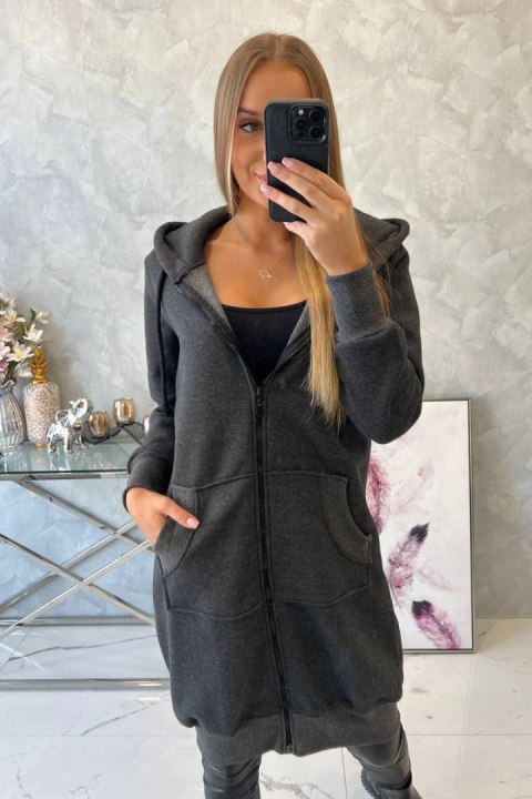 Bluza ocieplana długa z kapturem grafitowa Bluza ocieplana długa z kapturem grafitowa