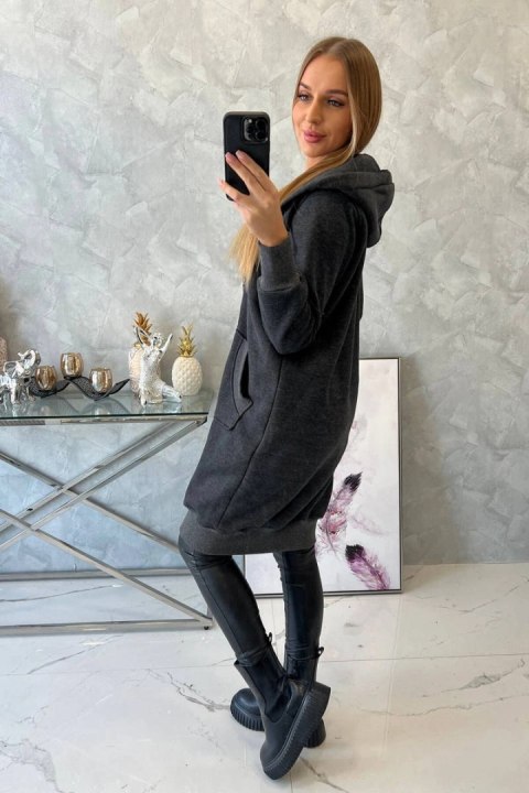 Bluza ocieplana długa z kapturem grafitowa Bluza ocieplana długa z kapturem grafitowa