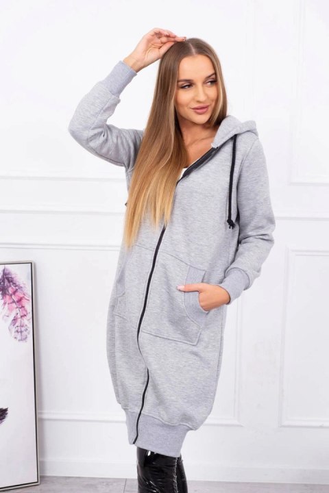 Bluza ocieplana długa z kapturem szara Bluza ocieplana długa z kapturem szara