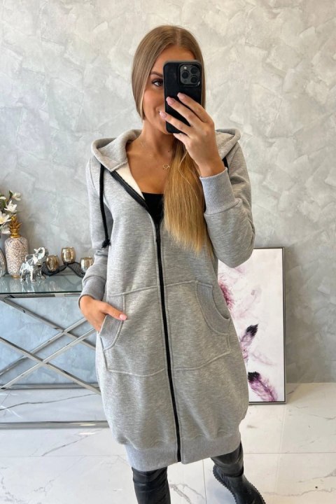 Bluza ocieplana długa z kapturem szara Bluza ocieplana długa z kapturem szara