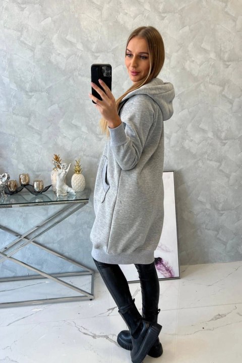Bluza ocieplana długa z kapturem szara Bluza ocieplana długa z kapturem szara