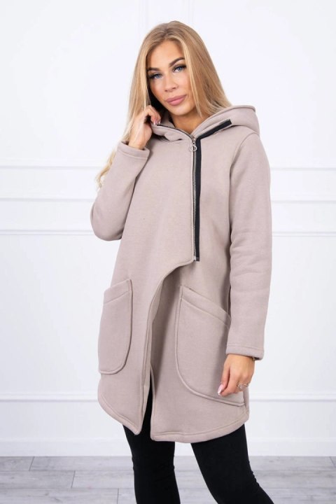 Bluza ocieplana z asymetrycznym suwakiem beżowa Bluza ocieplana z asymetrycznym suwakiem beżowa