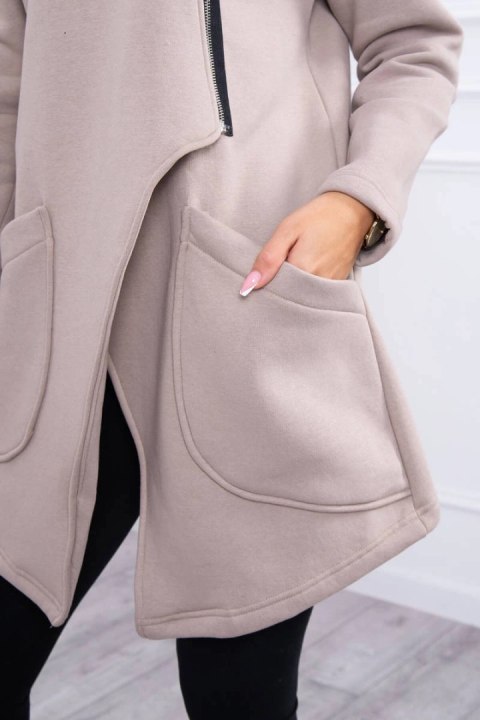 Bluza ocieplana z asymetrycznym suwakiem beżowa Bluza ocieplana z asymetrycznym suwakiem beżowa