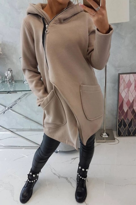Bluza ocieplana z asymetrycznym suwakiem beżowa Bluza ocieplana z asymetrycznym suwakiem beżowa