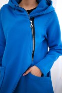 Bluza ocieplana z asymetrycznym suwakiem chabrowa