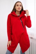 Bluza ocieplana z asymetrycznym suwakiem czerwona