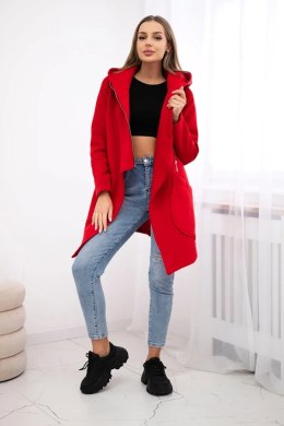 Bluza ocieplana z asymetrycznym suwakiem czerwona