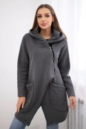 Bluza ocieplana z asymetrycznym suwakiem grafitowa