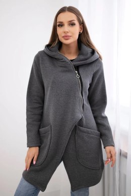 Bluza ocieplana z asymetrycznym suwakiem grafitowa