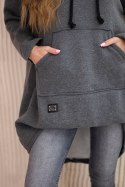 Bluza ocieplana z długim tyłem i kapturem grafitowa