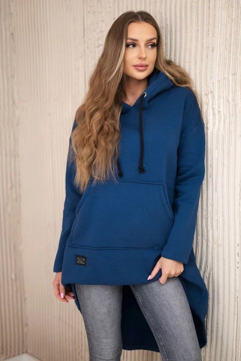 Bluza ocieplana z długim tyłem i kapturem granatowa Bluza ocieplana z długim tyłem i kapturem granatowa