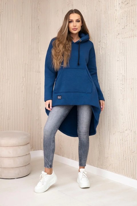 Bluza ocieplana z długim tyłem i kapturem granatowa Bluza ocieplana z długim tyłem i kapturem granatowa