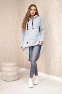 Bluza ocieplana z długim tyłem i kapturem szara