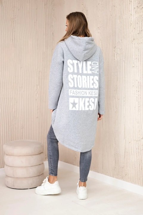 Bluza ocieplana z długim tyłem i kapturem szara Bluza ocieplana z długim tyłem i kapturem szara