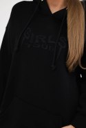 Bluza ocieplana z haftowanym napisem oversize czarna
